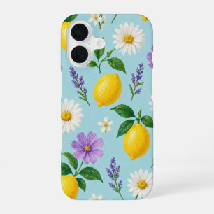 Para iPhone 16 Funda de teléfono floral minimalista de limón