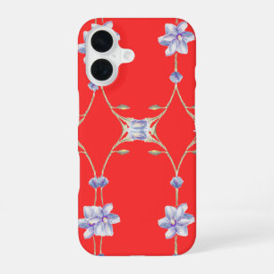 Para iPhone 16 Funda de teléfono floral roja