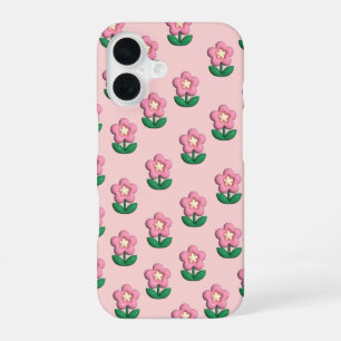 Para iPhone 16 Funda de teléfono floral rosa linda Funda estéti