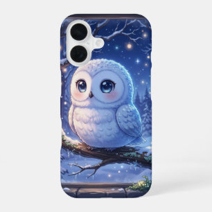Para iPhone 16 Funda de teléfono invernal de búho blanco lindo