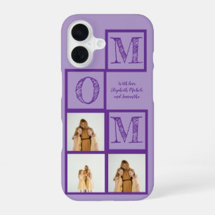 Para iPhone 16 Funda de teléfono morada personalizada – Texto y f