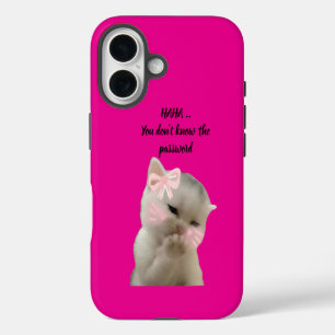 Para iPhone 16 Funda de teléfono rosa de gato descarado
