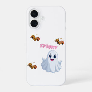 Para iPhone 16 Funda de teléfono Spooky Pumpkin & Ghost Cute Hall