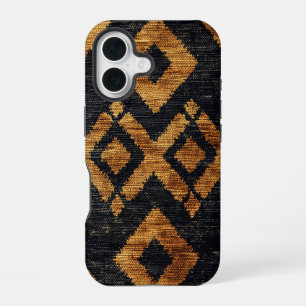 Para iPhone 16 Funda de teléfono tribal boho dorada