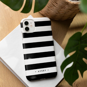 Para iPhone 16 Funda Personalizada con Rayas Negras y Blancas