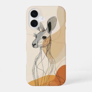 Para iPhone 16 Gentle Fawn - Funda de esbozo mínimo de animales