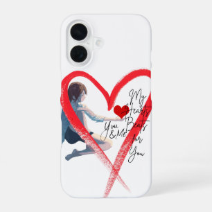 Para iPhone 16 Mi corazón late por ti – funda de teléfono románti