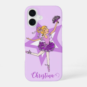Para iPhone 16 Niñas bailarina rubia funda morada