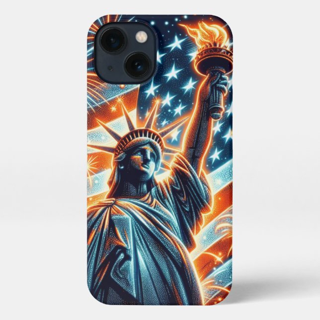 Para iPhone Bandera Americana, Estatua de la Libertad, Funda p (Reverso )