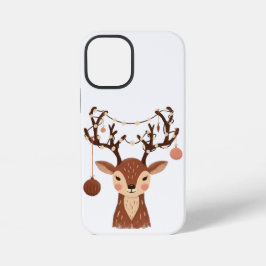 Para iPhone 12 Mini Ciervo de Navidad acogedor con adornos y funda par