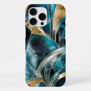 Para iPhone 16 Pro Max Cobre Elegante Funda de Oro Teal Opulento Femeni