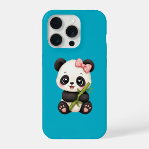 Coso de oso panda lindo con lazo rosa y funda de t
