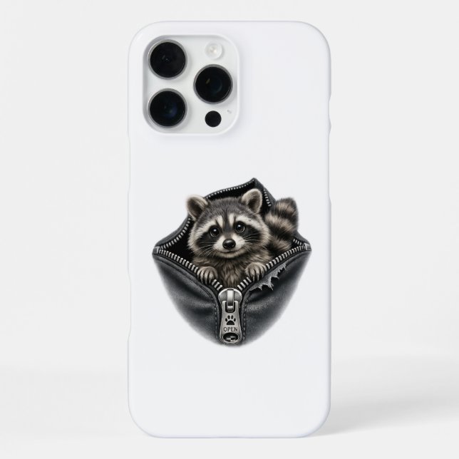 Para iPhone Cute funda de teléfono con mapache 3D en bolsillo (Reverso )