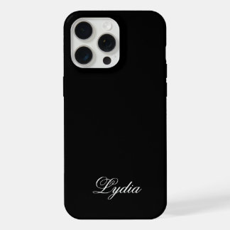 Elegante Funda negro y nombre de monograma blanco
