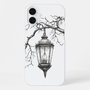 Para iPhone 16 Plus Estética de lámpara de calle vintage Funda de te