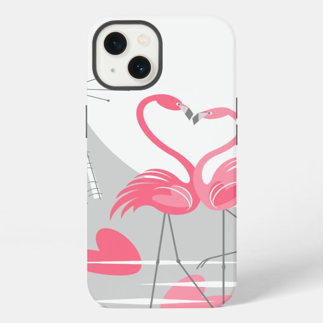 Para iPhone Flamingo Love Large Moon IPad Mini funda vertical (Reverso )