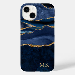 Funda Para iPhone 14 De Case-Mate Funda Case-Mate de mármol ágata dorado y azul mari