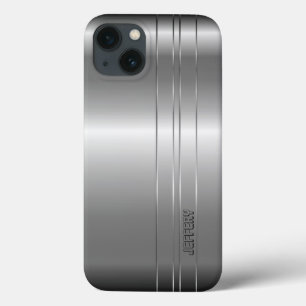 Para iPhone 13 Funda Case-Mate de rayas plateadas metálicas de al