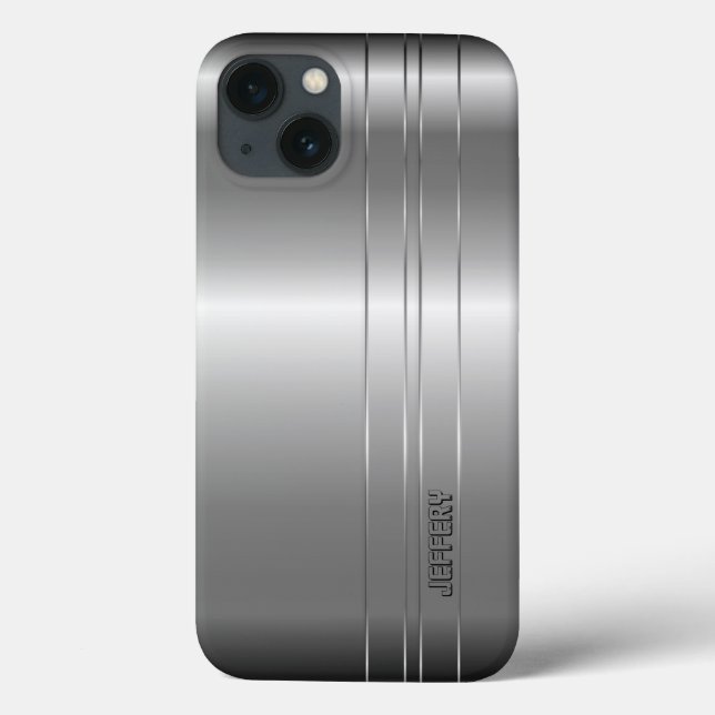 Para iPhone Funda Case-Mate de rayas plateadas metálicas de al (Reverso)