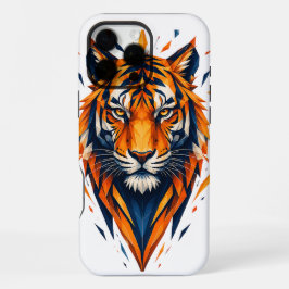 Para iPhone 16 Pro Max Funda de arte poligonal de tigre geométrico naranj