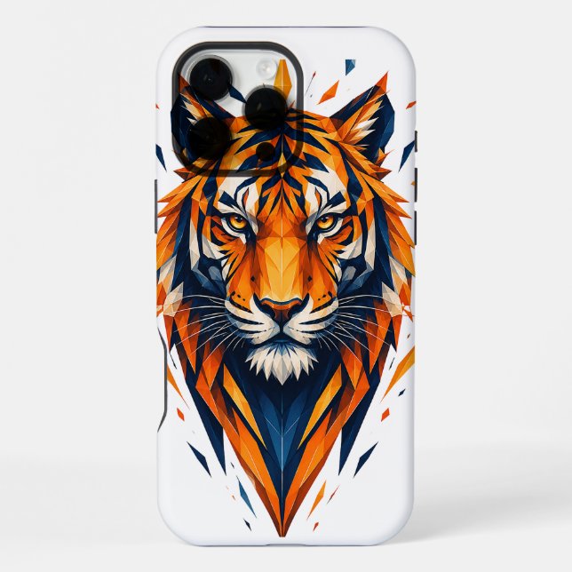 Para iPhone Funda de arte poligonal de tigre geométrico naranj (Reverso )