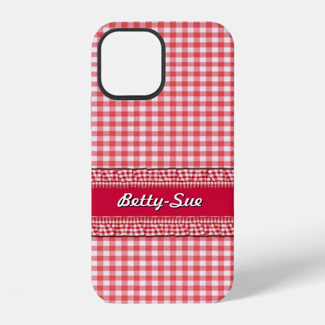 Para iPhone Funda de control rojo con su nombre (Reverso )
