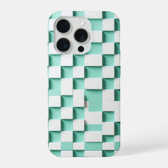 Para iPhone Funda de cubo geométrico 3D moderna - Verde menta  (Reverso )