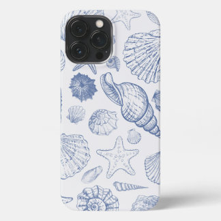Para iPhone 13 Pro Max Funda de las conchas y criaturas del océano azul y