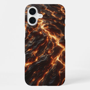 Para iPhone 16 Plus Funda de mármol de lava oscura de lujo: venas de m