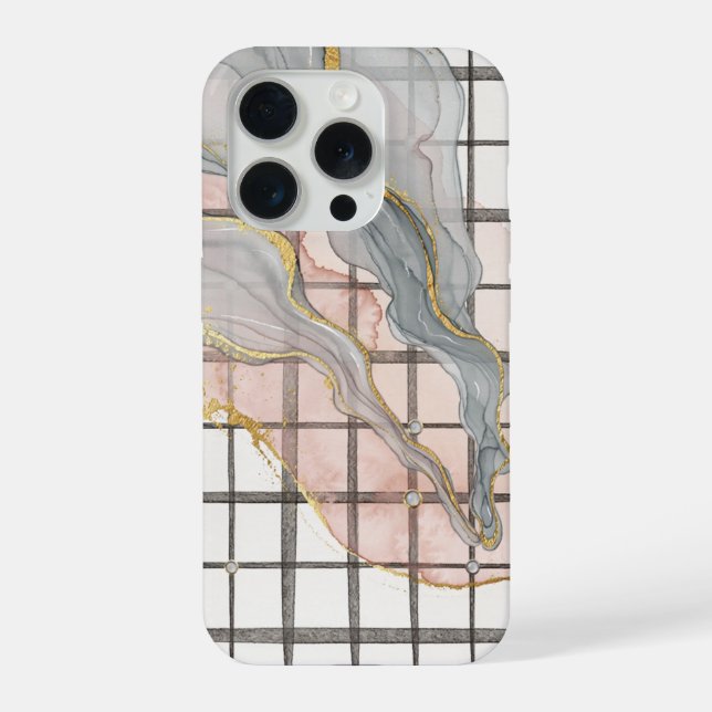 Para iPhone Funda de mármol líquido abstracto dorado rosa gris (Reverso )
