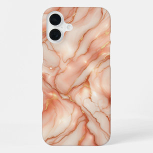 Para iPhone 16 Plus Funda de mármol rosa y oro rosa de lujo - Elegante