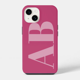 Para iPhone 14 Funda de monograma mínimo inicial de la chica rosa