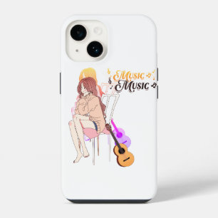Para iPhone 14 Funda de música de anime - Chica tocando la guitar
