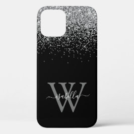 Para iPhone 12 Funda de nombre con brillo plateado Case-Mate