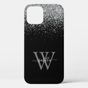 Para iPhone 12 Funda de nombre con brillo plateado Case-Mate