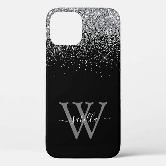 Para iPhone Funda de nombre con brillo plateado Case-Mate (Reverso )