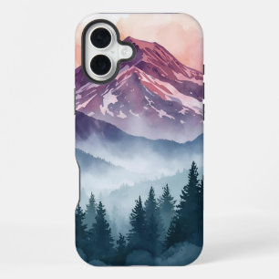 Para iPhone 16 Plus Funda de paisaje sereno – Montañas acuarela