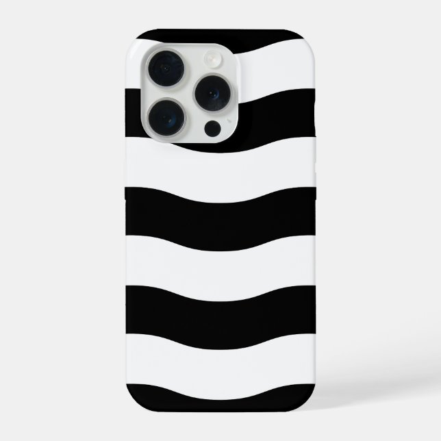 Para iPhone Funda de raya ondulada en blanco y negro (Reverso )