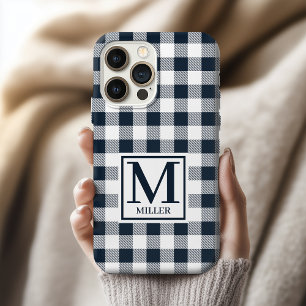 Funda de teléfono a cuadros azul personalizado Noi