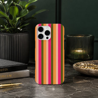 Para iPhone 16 Pro Max Funda de teléfono a rayas retro colorida | Audaz y