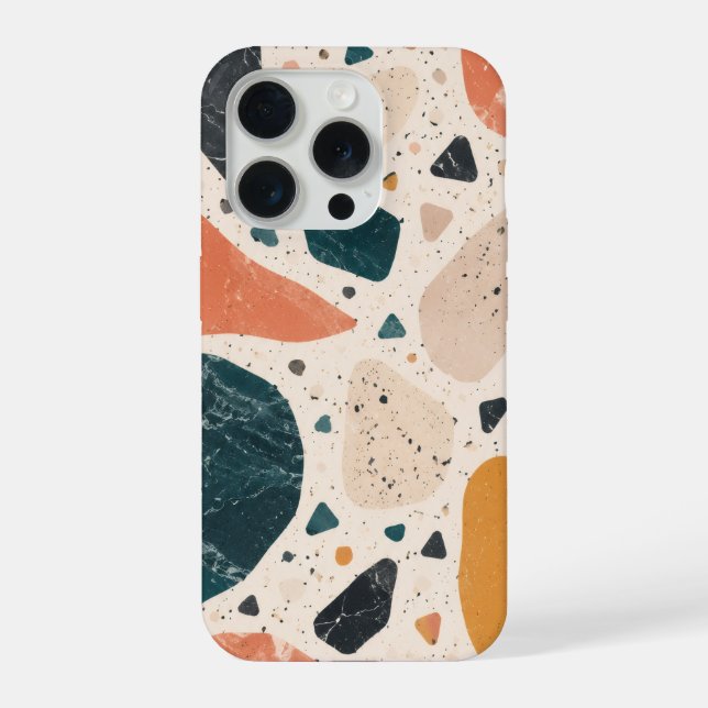 Para iPhone Funda de teléfono abstracta de terrazzo moderna (Reverso )