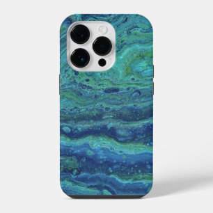 Para iPhone 14 Pro Funda de teléfono abstracta verde azulada Wabash 3