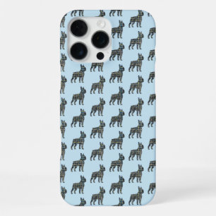 Para iPhone 16 Pro Max Funda de teléfono azul claro con silueta de perro