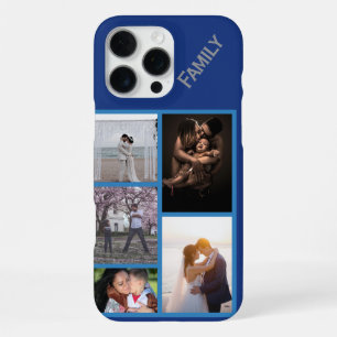 Para iPhone 16 Pro Max Funda de teléfono azul marino con fotos personaliz