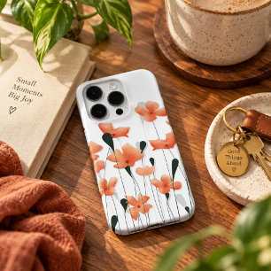 Para iPhone 16 Pro Funda de teléfono botánica de amapolas y luz