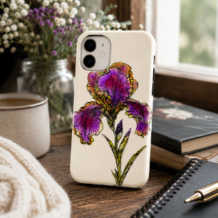 Para iPhone 16 Plus Funda de teléfono botánico de lirio barbudo vintag