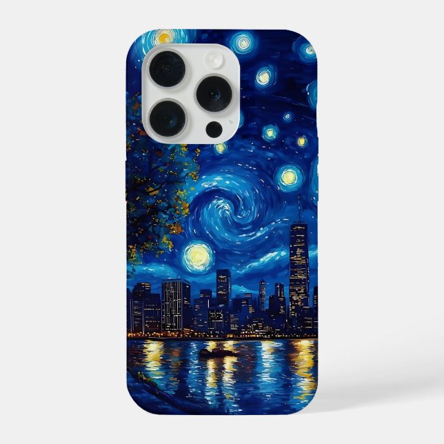 Para iPhone Funda de teléfono Ciudad Noche Estrellada (Reverso )