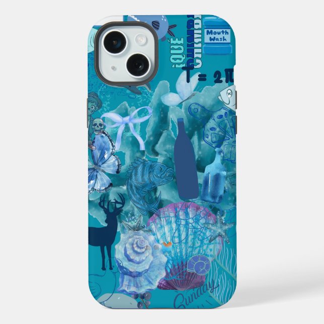 Para iPhone Funda de teléfono Collage Océano Azul (Reverso )