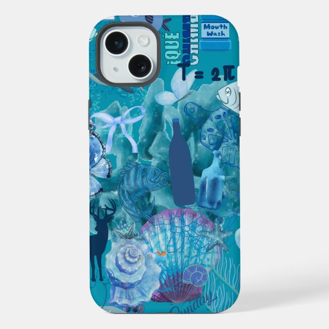 Para iPhone Funda de teléfono Collage Océano Azul (Reverso )