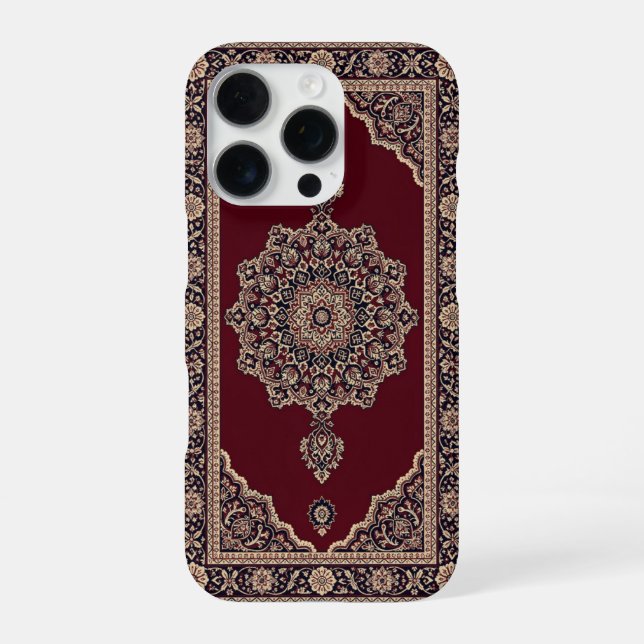 Para iPhone Funda de teléfono con alfombra persa roja clásica  (Reverso)